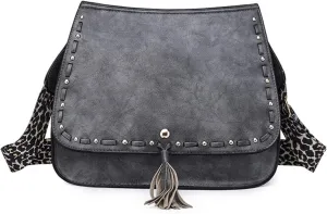 Tassel Design Handbags Vintage Satchel Purse Women Shoulder Crossbody Purse with Wide Guitar Strap