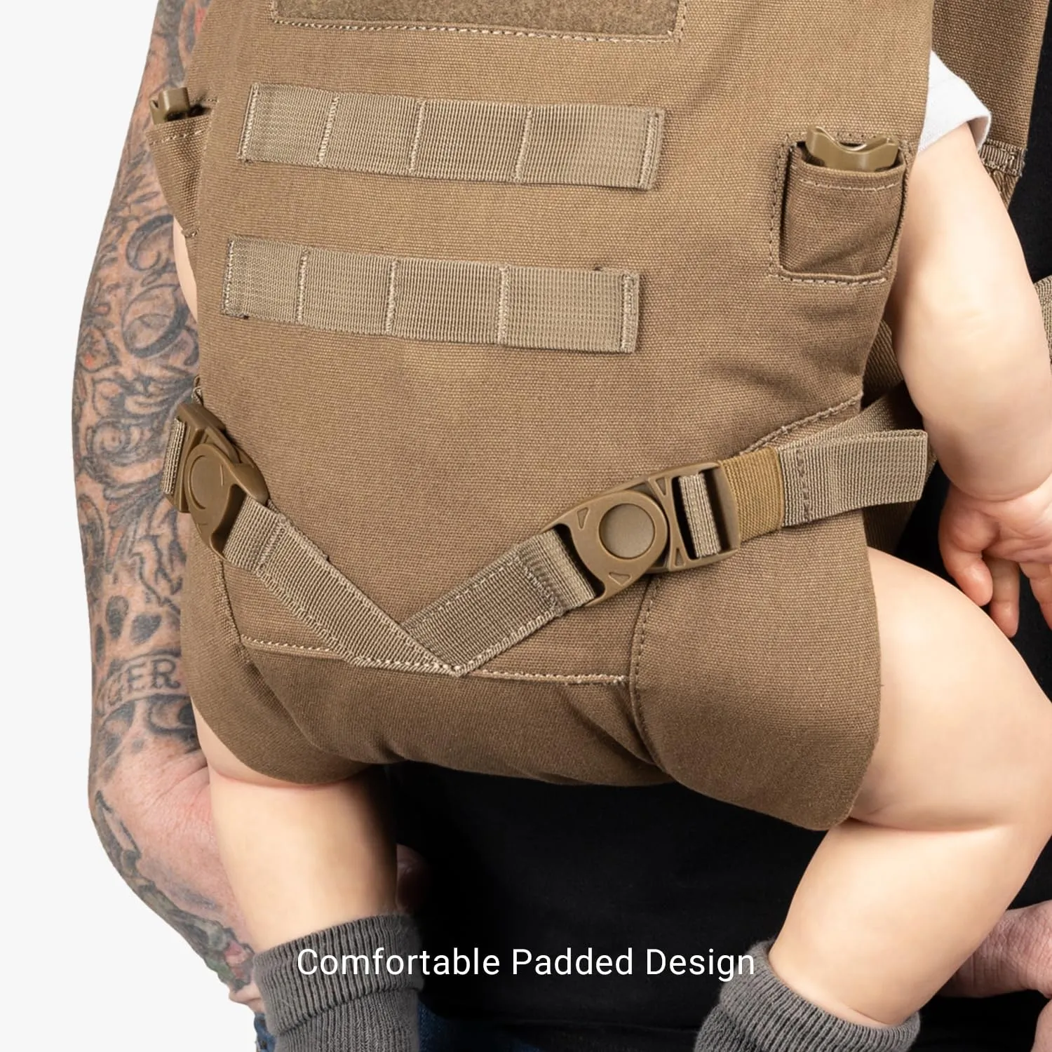 TBG - Mens Tactical Baby Carrier for Infants and Toddlers 8-33 lbs - Compact (Coyote Brown)