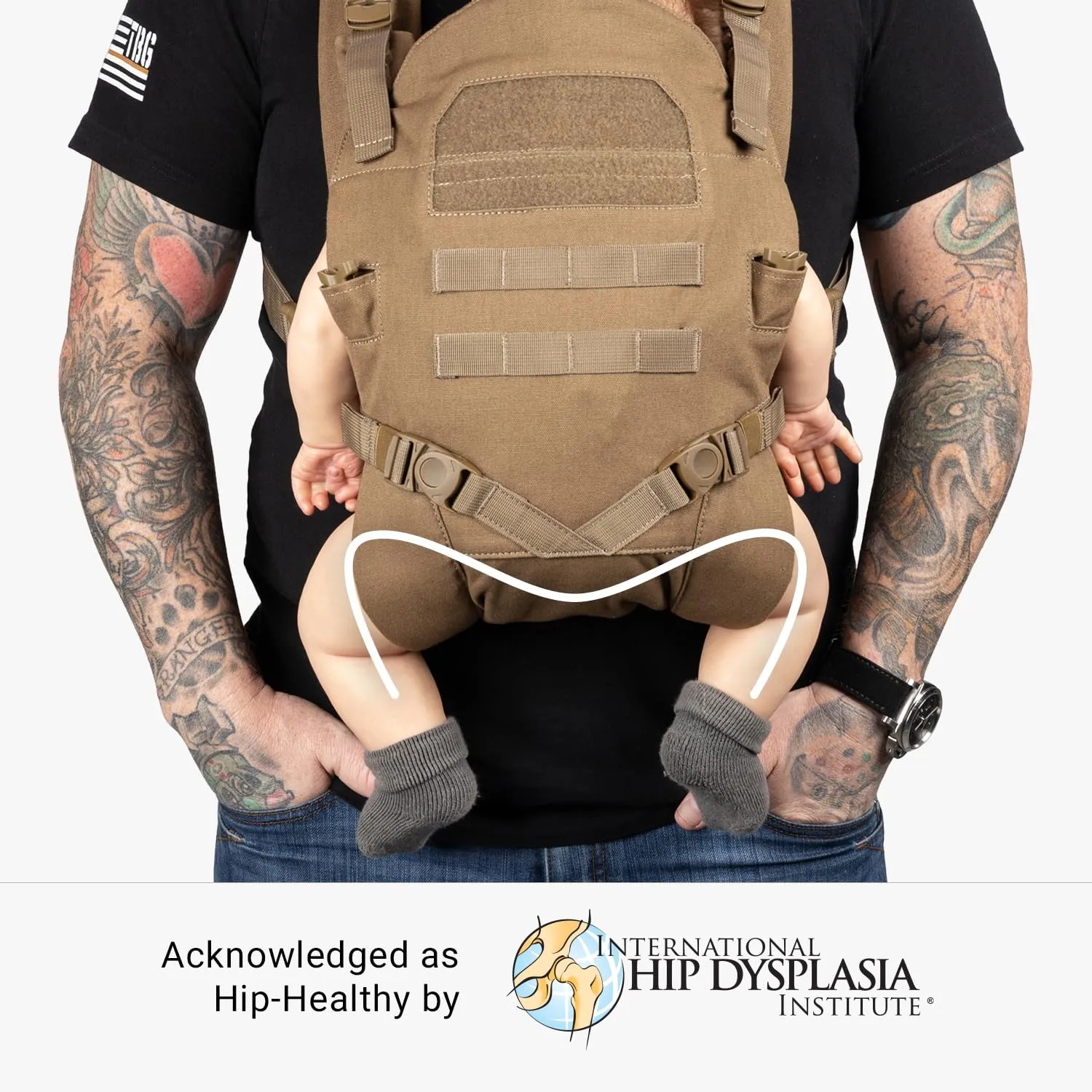TBG - Mens Tactical Baby Carrier for Infants and Toddlers 8-33 lbs - Compact (Coyote Brown)