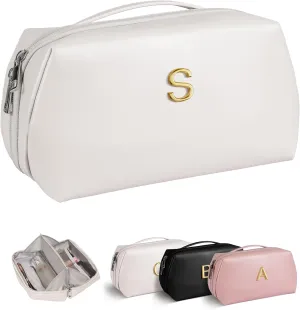 Teacher Appreciation Gifts, Initial Makeup Toiletry Bag, Thank You Teacher Gifts, Make up Bag for Women Teen Girls, Teachers Appreciation Week, Cosmetic Bag with Handle