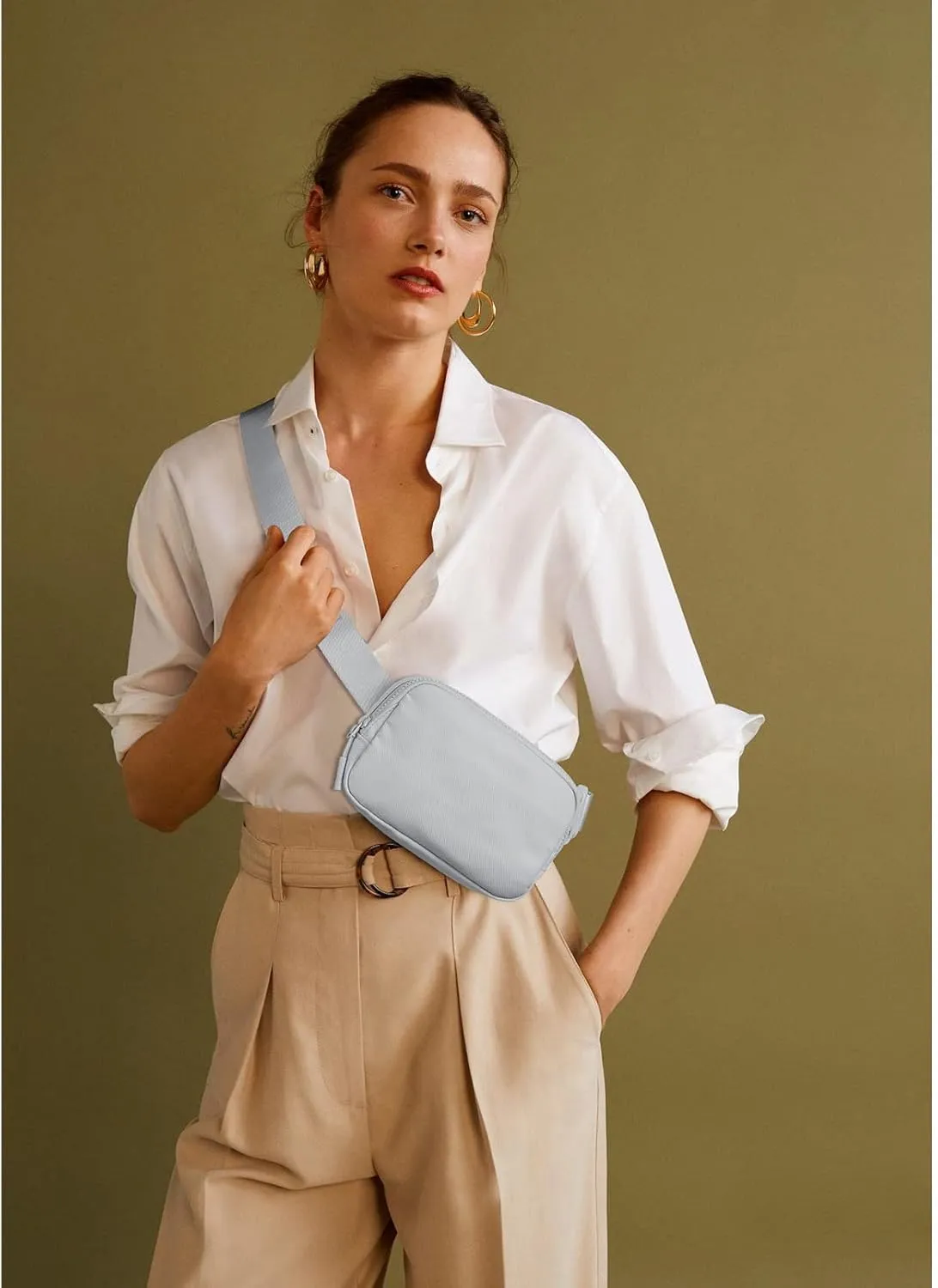 Telena Belt Bag for Women Men Fashionable Crossbody Fanny Pack for Women Waist Bag with Adjustable Strap Light Blue