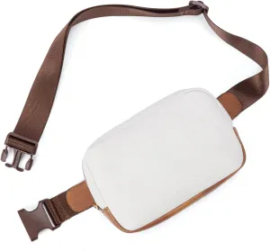 Telena Leather Belt Bag for Women Fashionable Fanny Packs Cross Body Bag Waist Pack Beige Brown