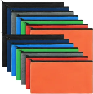Teling 14 Pack Money Bank Bags with Zipper Security Bank Deposit Money Pouch Multicolor Cash Register Bags with Zipper Oxford Utility Pouch for Cash Coin Men Women,11 x 5.5 Inch(Classic Color)
