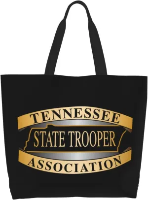 Tennessee State Troopers Association Canvas Tote Bags for Women, Ladies Shoulder Handbags Large Purse Lightweight Foldable Reusable Shopping Bag with Pockets for Work, Travel, 15.7x19.7in