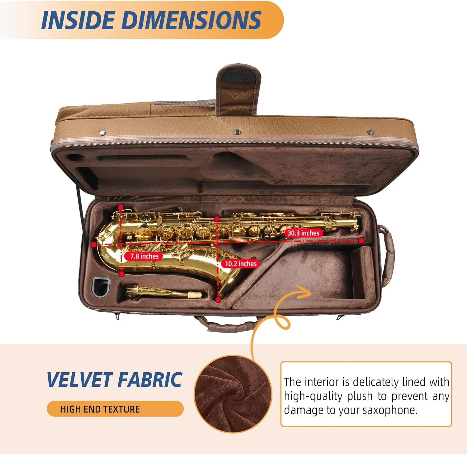 Tenor Saxophone Case With Wheels - Roller Bag, Backpack, Thicken Padded Shoulder Strap, Handle Strap, Sax Accessories Carrying Bag