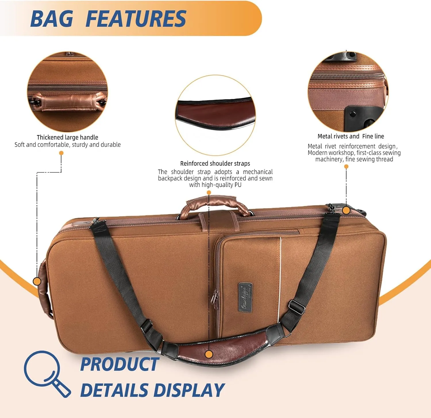 Tenor Saxophone Case With Wheels - Roller Bag, Backpack, Thicken Padded Shoulder Strap, Handle Strap, Sax Accessories Carrying Bag