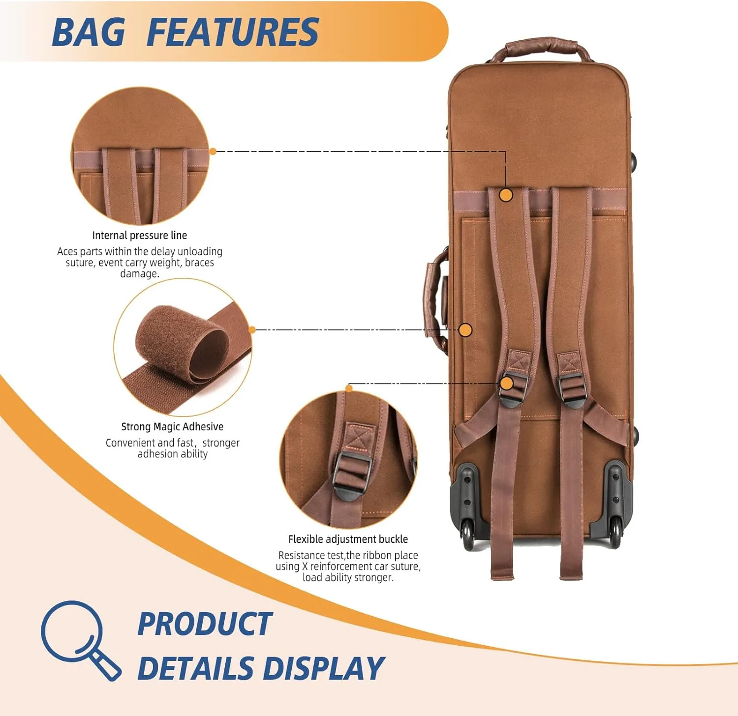 Tenor Saxophone Case With Wheels - Roller Bag, Backpack, Thicken Padded Shoulder Strap, Handle Strap, Sax Accessories Carrying Bag