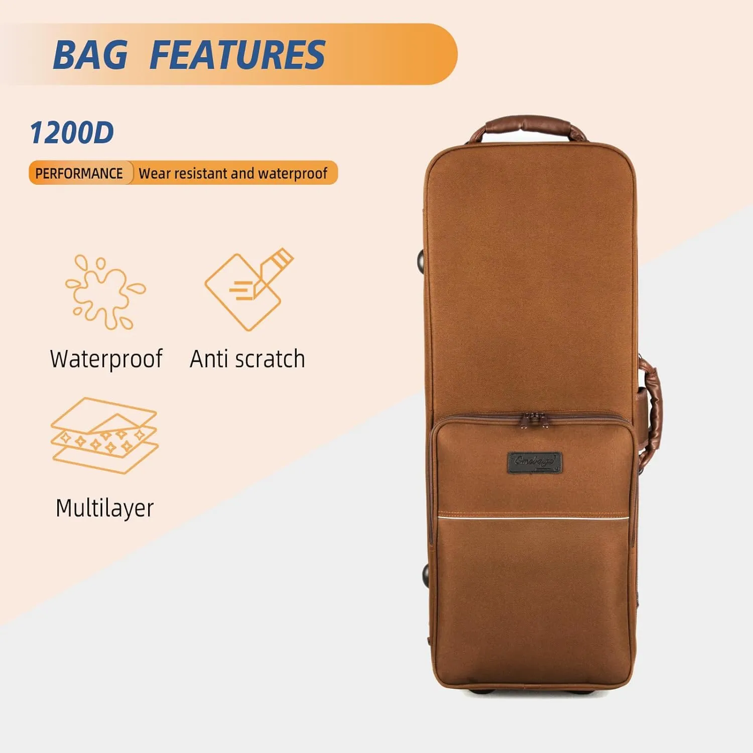 Tenor Saxophone Case With Wheels, Tenor Sax Roller Bag, Tenor Sax Backpack, Thicken Padded Shoulder Strap, Handle Strap Sax Accessories Carrying Bag