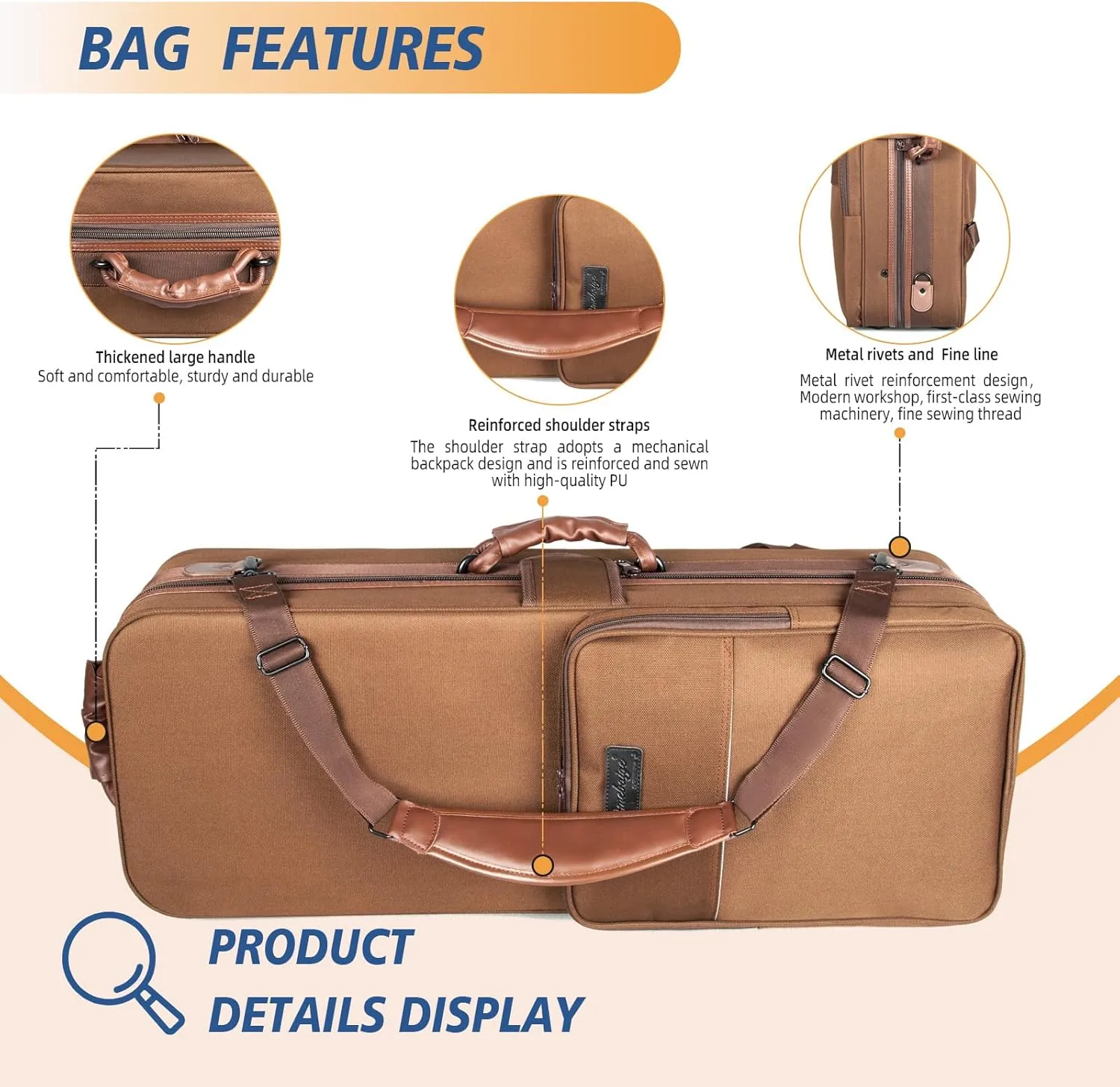 Tenor Saxophone Case With Wheels, Tenor Sax Roller Bag, Tenor Sax Backpack, Thicken Padded Shoulder Strap, Handle Strap Sax Accessories Carrying Bag