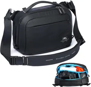 Tenzing Sling Camera Bag 4L,waterproof Crossbody Camera Shoulder Bag for Photographers,Compatible for Gopro、Insta360 Flow、DJI mini、Sony etc Compact Camera(Black)