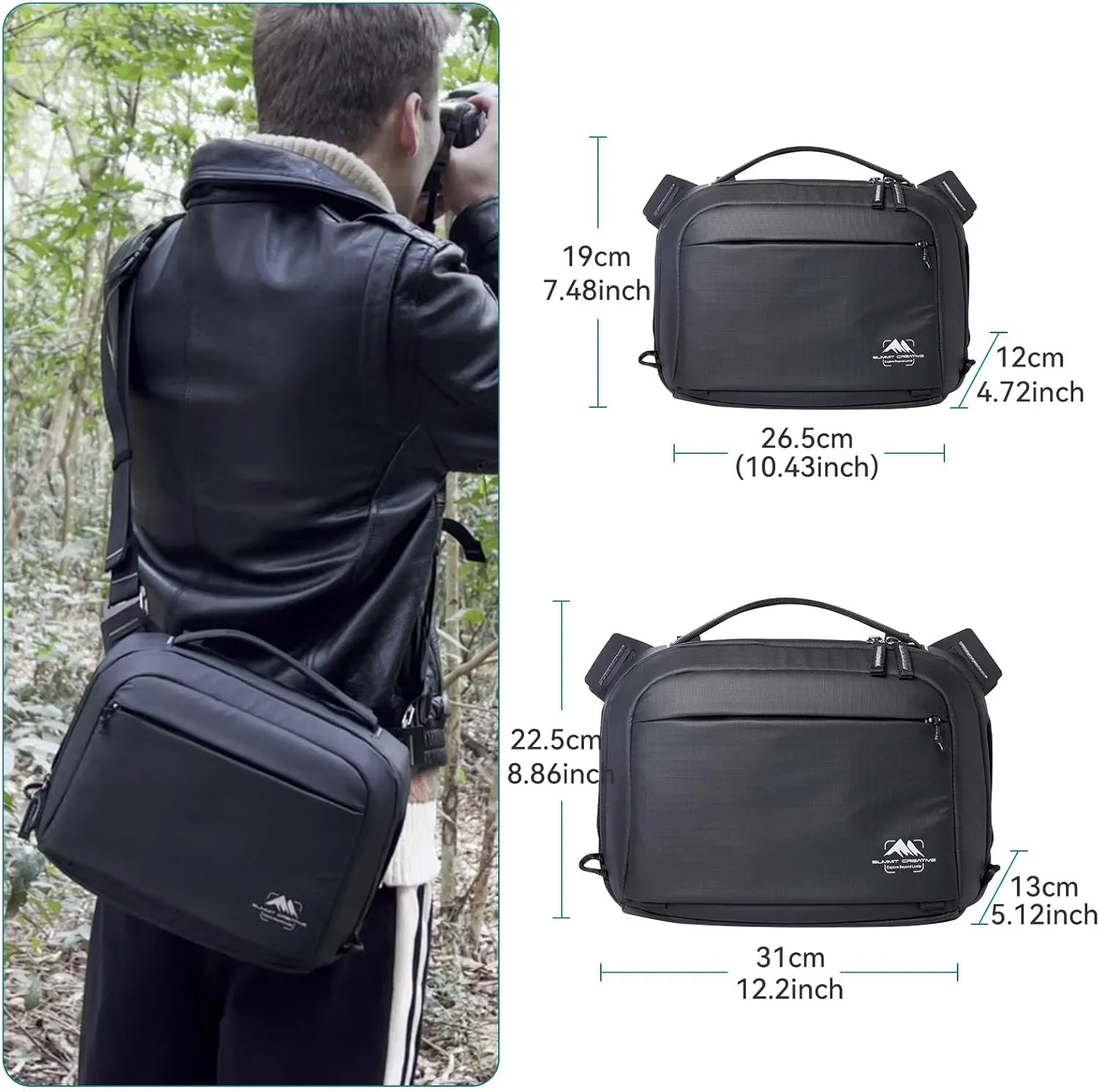 Tenzing Sling Camera Bag 4L,waterproof Crossbody Camera Shoulder Bag for Photographers,Compatible for Gopro、Insta360 Flow、DJI mini、Sony etc Compact Camera(Black)