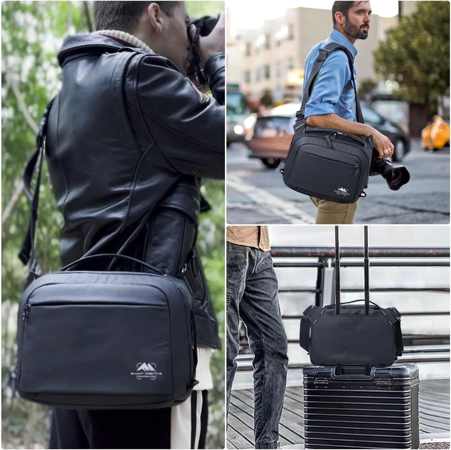Tenzing Sling Camera Bag 4L,waterproof Crossbody Camera Shoulder Bag for Photographers,Compatible for Gopro、Insta360 Flow、DJI mini、Sony etc Compact Camera(Black)