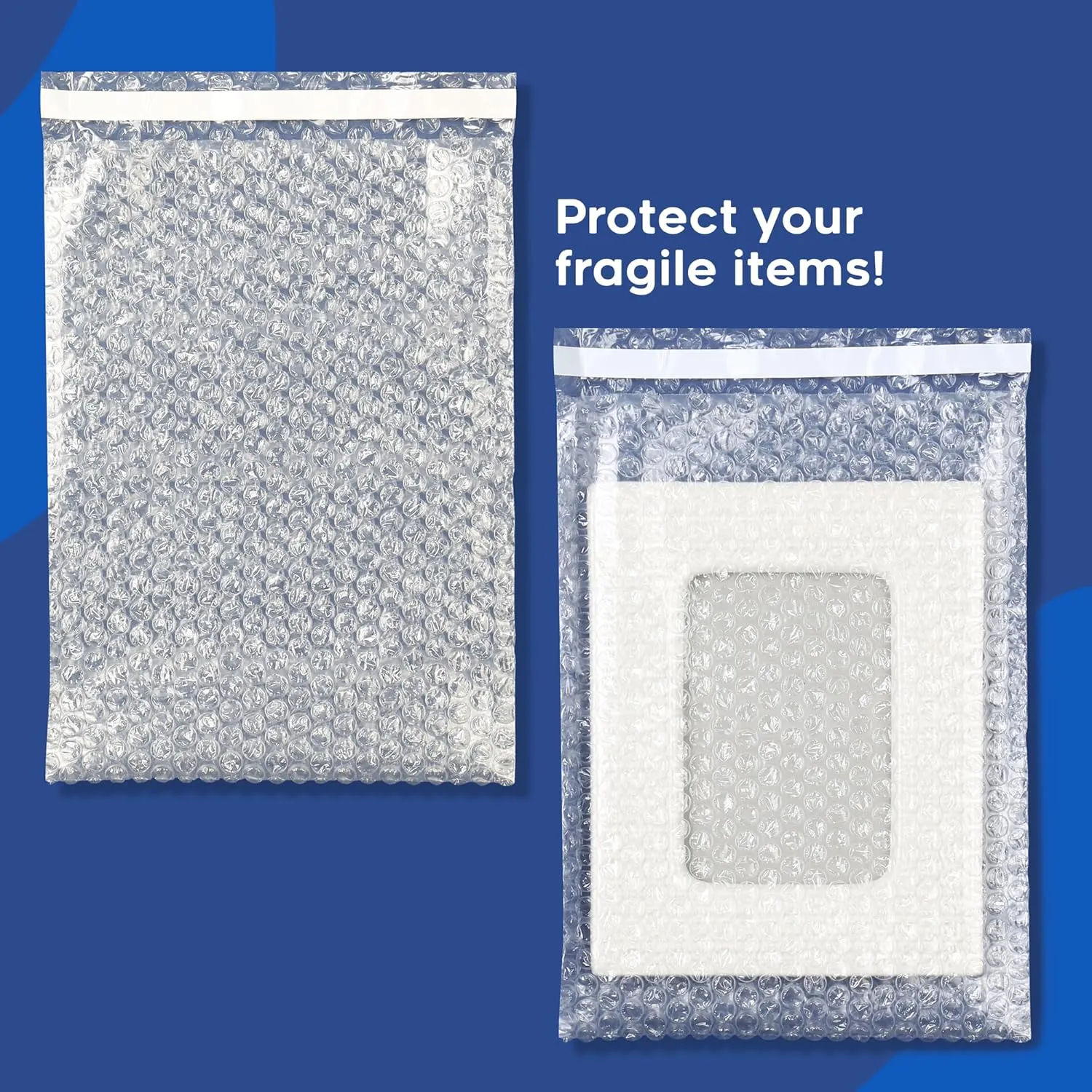The Boxery 10.5x13" Clear Self-Sealing Bubble Out Bag Pouches -100 Pack- Bubble Cushion Wrap Bags for Packing, Storage, Moving, and Shipping fragile items