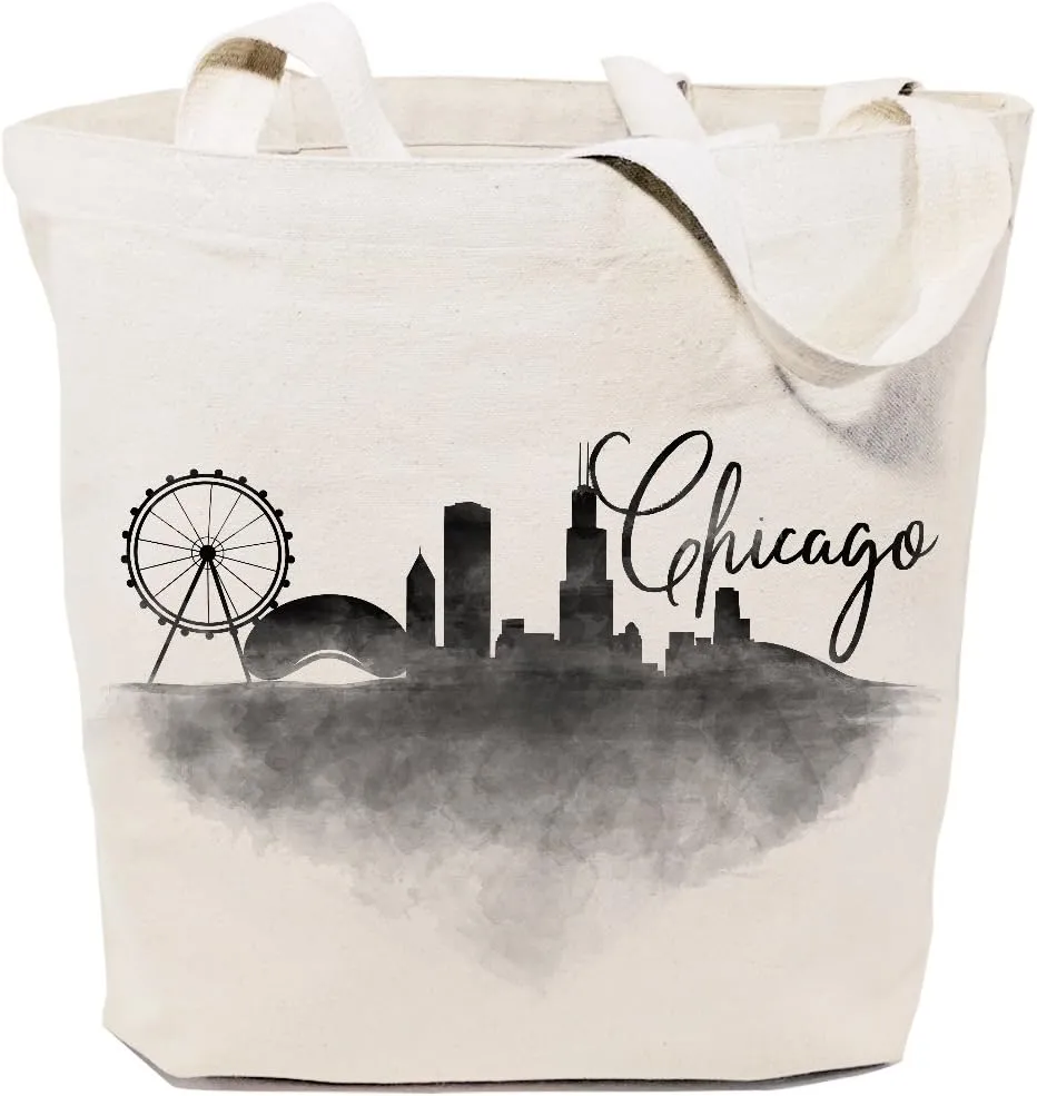 The Cotton & Canvas Co. Cityscape, Souvenir, Beach, Shopping and Travel Reusable Shoulder Tote and Handbag