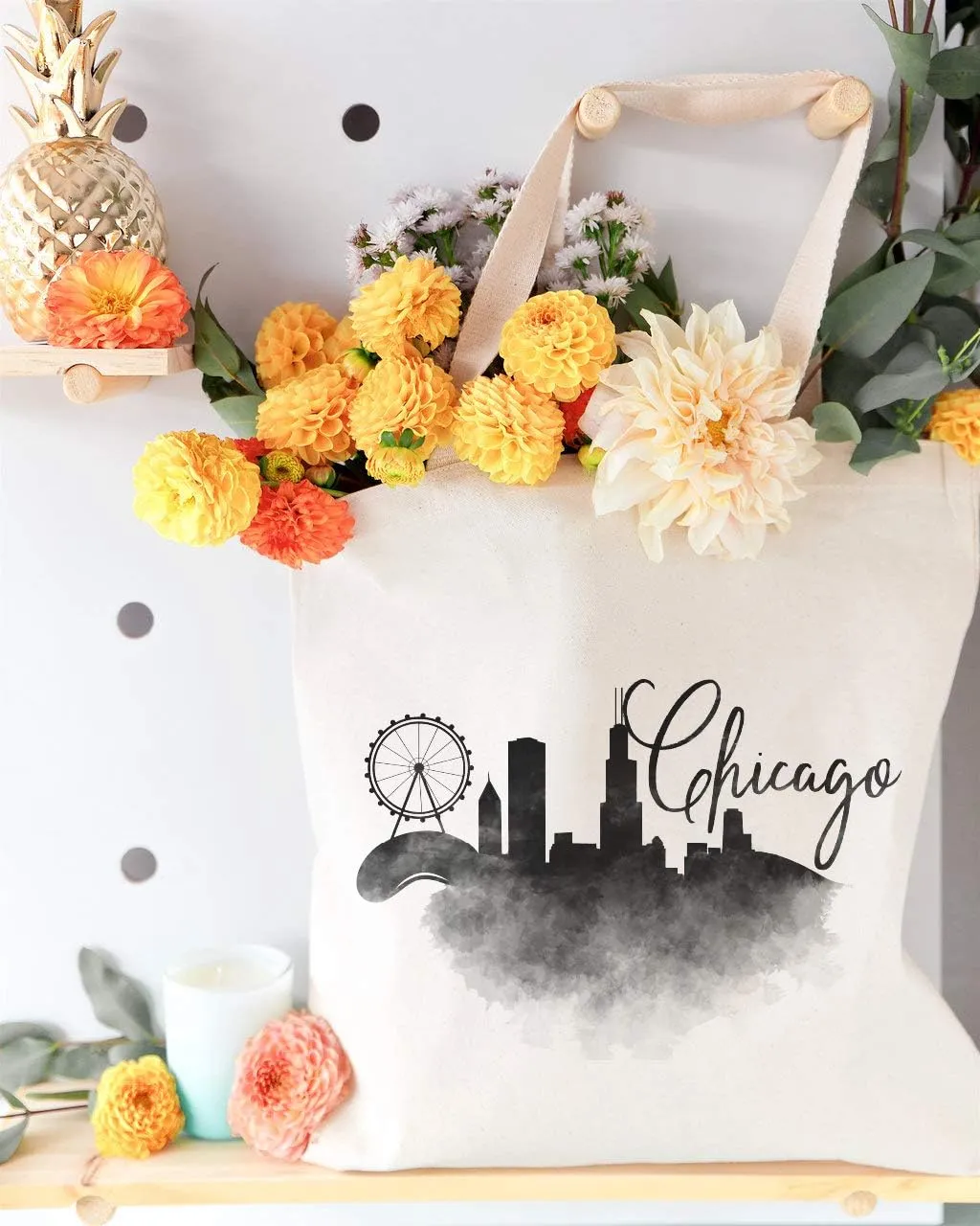 The Cotton & Canvas Co. Cityscape, Souvenir, Beach, Shopping and Travel Reusable Shoulder Tote and Handbag