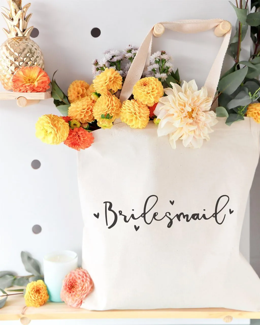 The Cotton & Canvas Co. Wedding, Bridesmaid Gift, Beach, Shopping and Travel Resusable Shoulder Tote and Handbag
