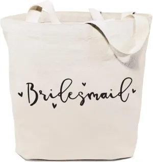 The Cotton & Canvas Co. Wedding, Bridesmaid Gift, Beach, Shopping and Travel Resusable Shoulder Tote and Handbag