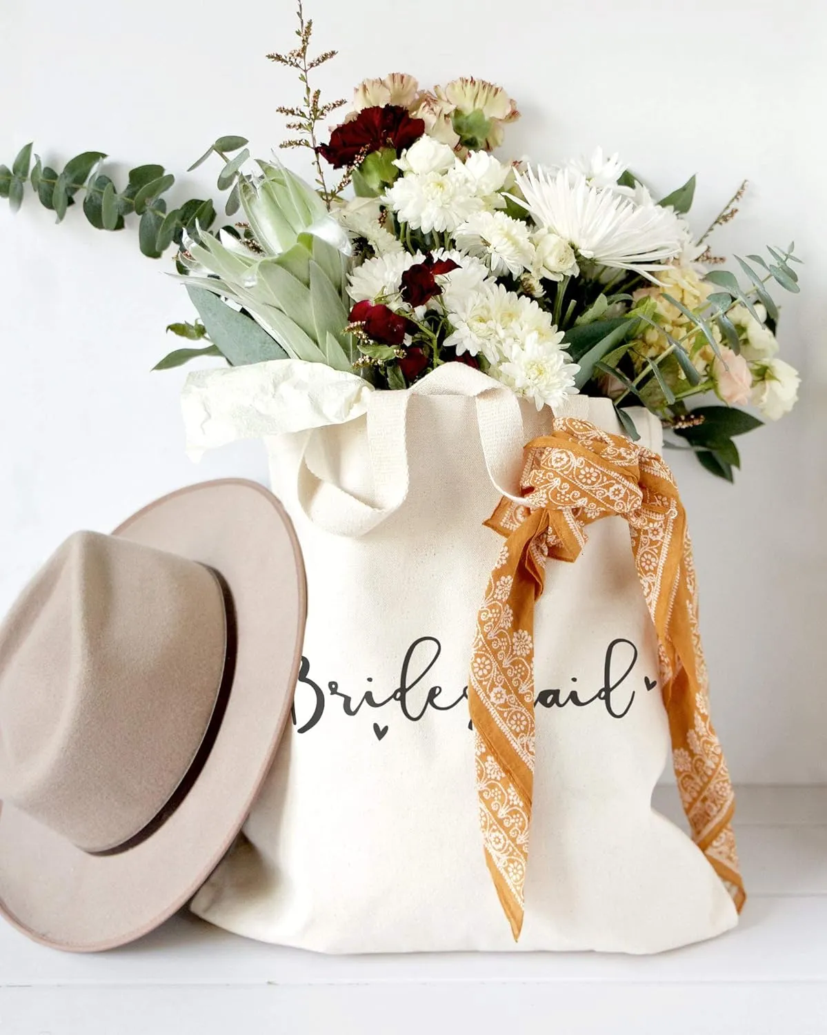 The Cotton & Canvas Co. Wedding, Bridesmaid Gift, Beach, Shopping and Travel Resusable Shoulder Tote and Handbag
