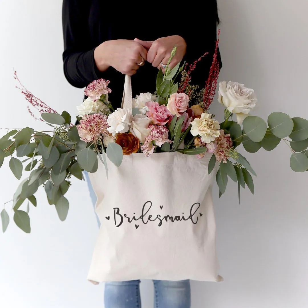The Cotton & Canvas Co. Wedding, Bridesmaid Gift, Beach, Shopping and Travel Resusable Shoulder Tote and Handbag