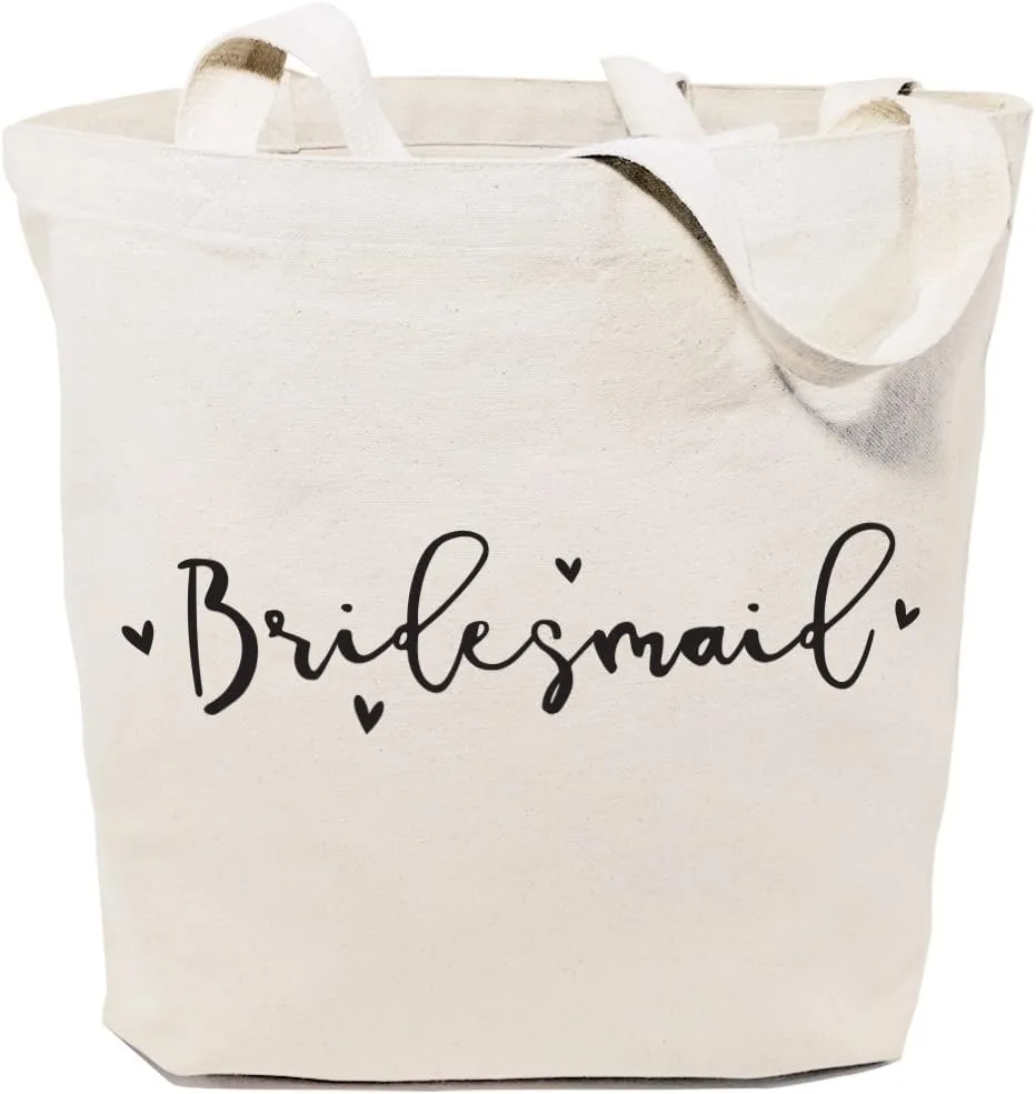 The Cotton & Canvas Co. Wedding, Bridesmaid Gift, Beach, Shopping and Travel Resusable Shoulder Tote and Handbag