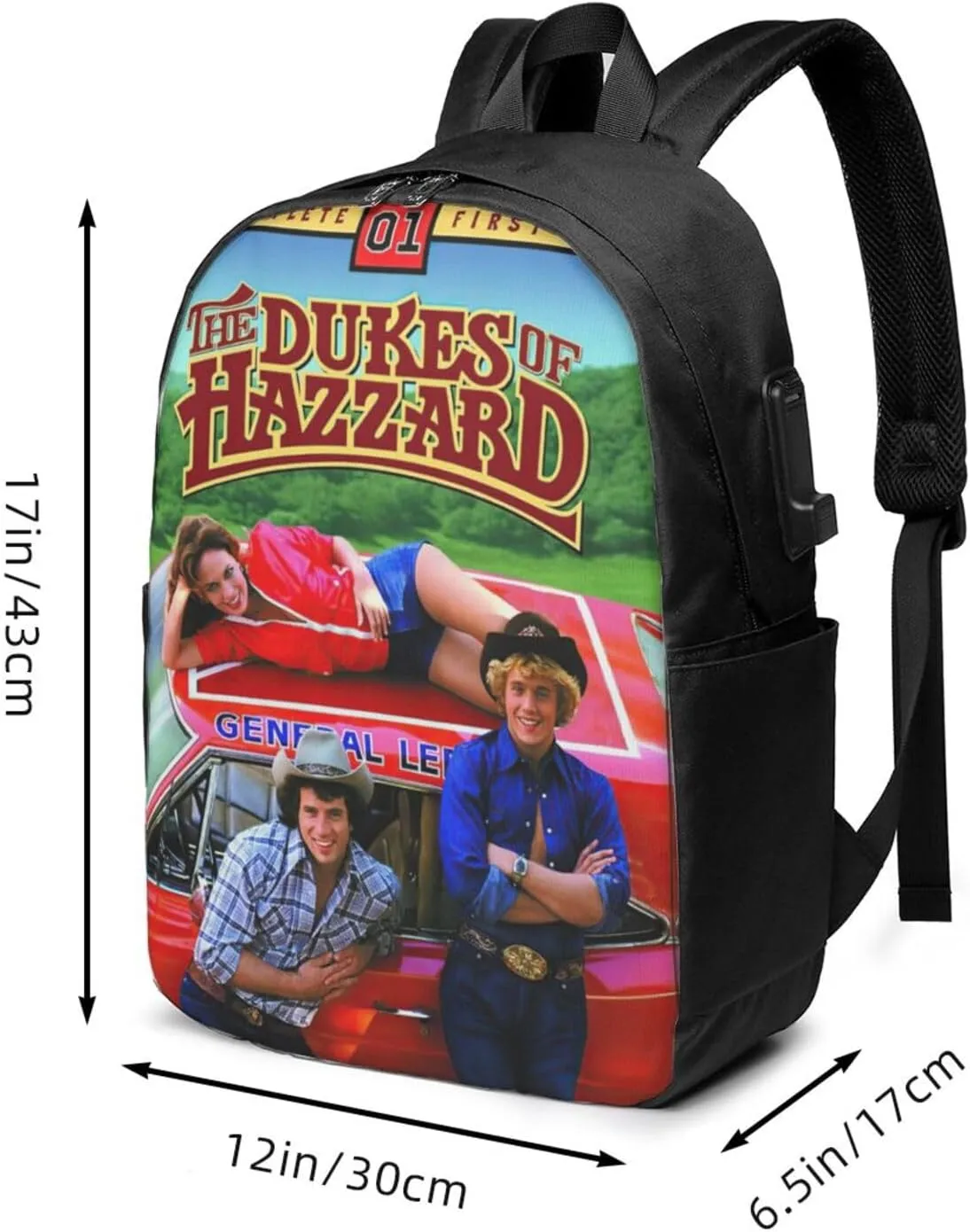 The Dukes Funny of Movie Hazzard Laptop Backpack Sports Backpack Music Elements Travel Backpack Classic Backpack With USB port