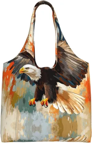 The fierce eagle flying Handbag, lightweight medium-sized reusable grocery bag, canvas tote bag