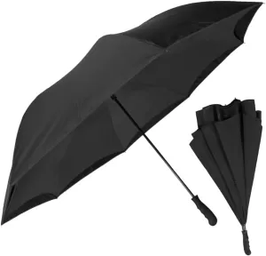 The Inversa 48/58 inch Large Inverted Reverse Self Standing Windproof Reversible Umbrella, Portable Eco-friendly Double Layer Canopy Lightweight Travel Umbrella Reverse Close For Women and Men