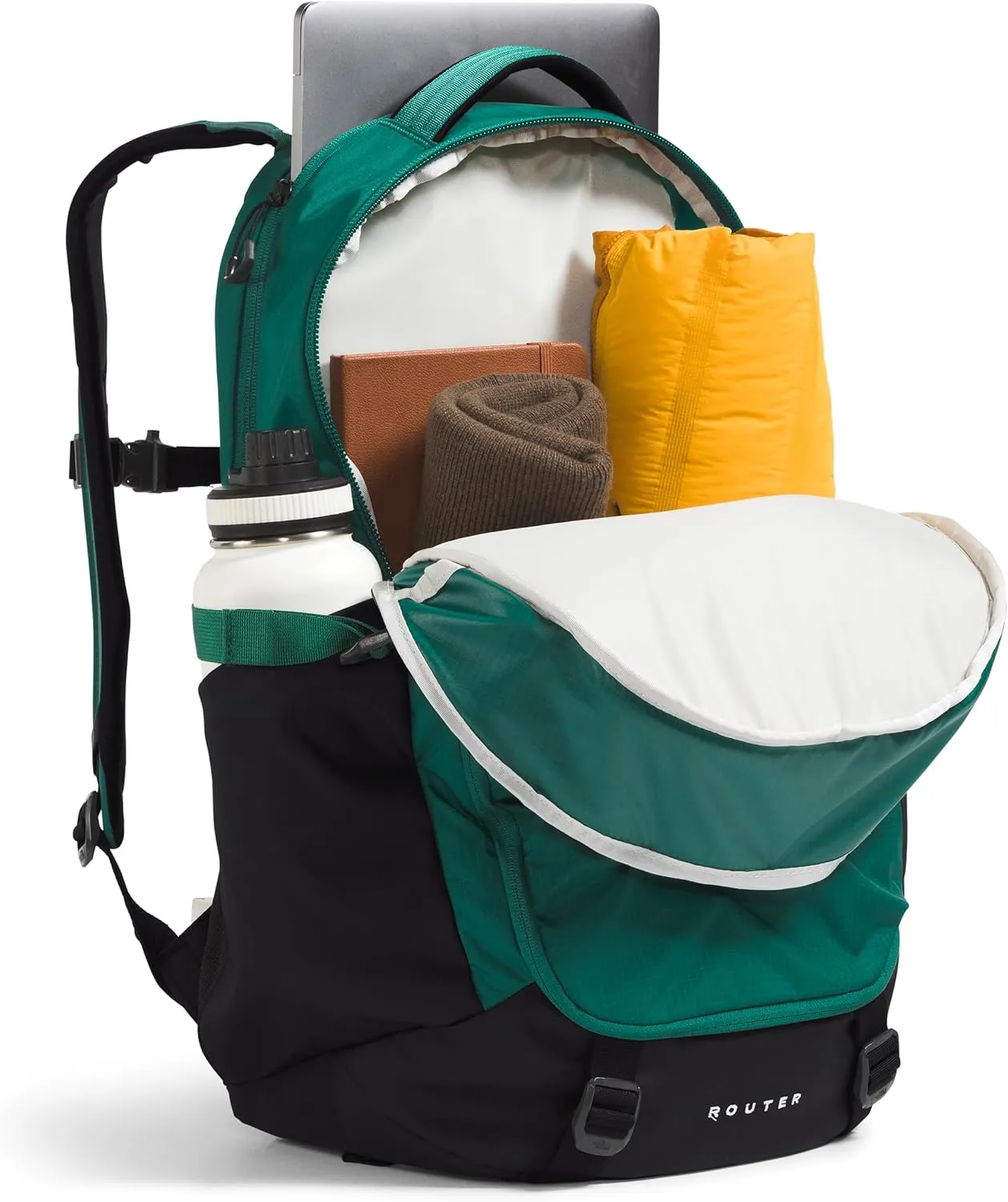 THE NORTH FACE Router Everyday Laptop Backpack, Evergreen/TNF Black, One Size