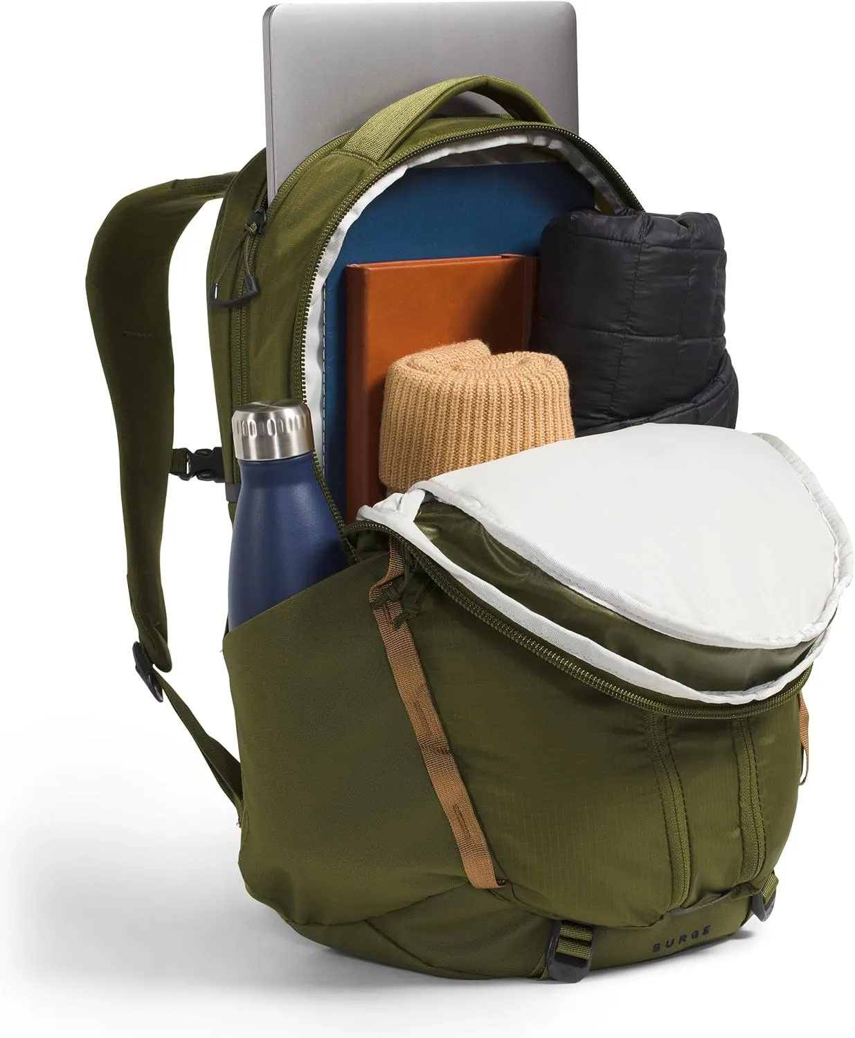 THE NORTH FACE Women's Surge Commuter Laptop Backpack - PFAS Free, Forest Olive/Utility Brown, One Size