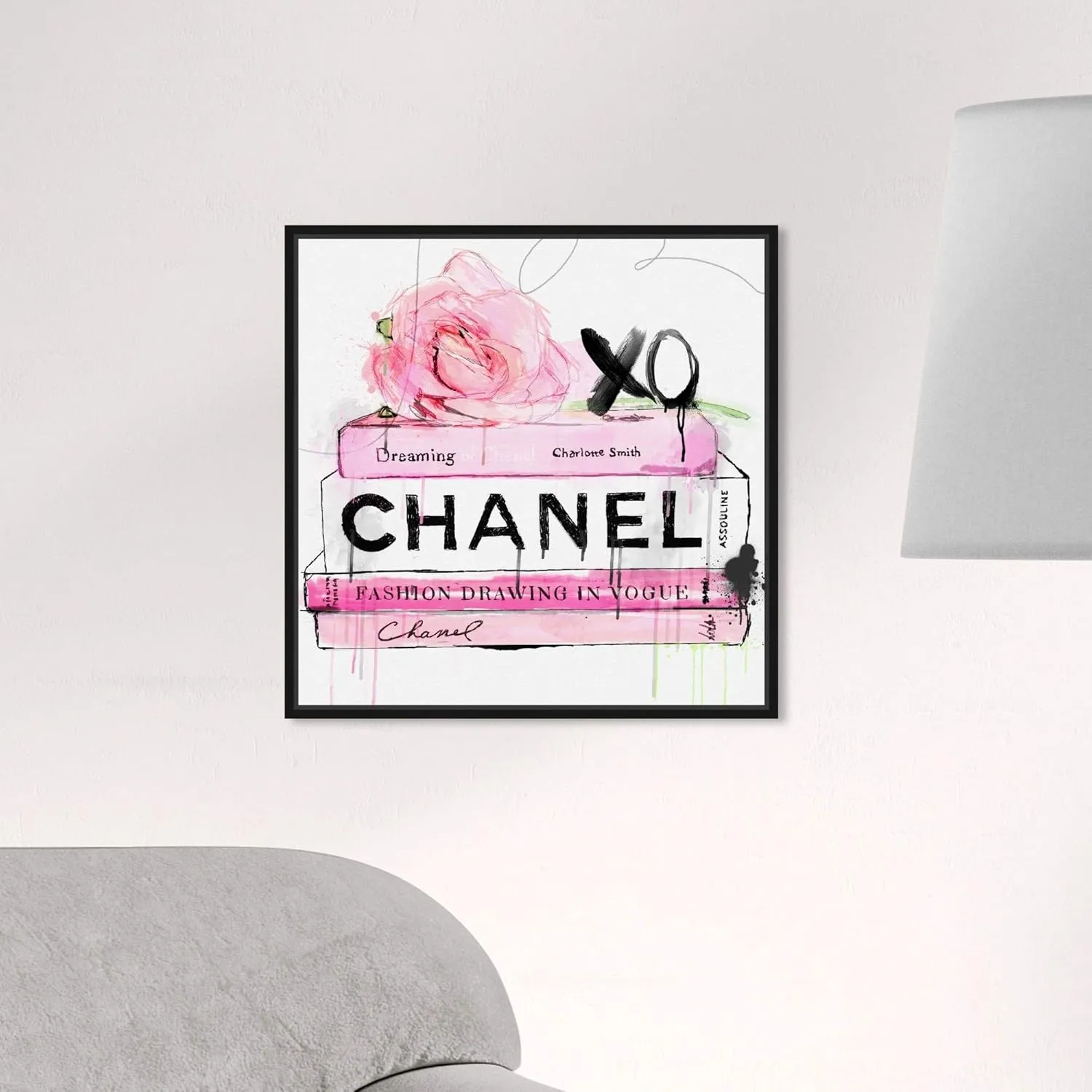 The Oliver Gal Artist Co. Fashion and Glam Framed Wall 'Shop and Peek Buddy' Fashion, 17722_16x16_Canv_BFL, Pink, White, 16" x 16"