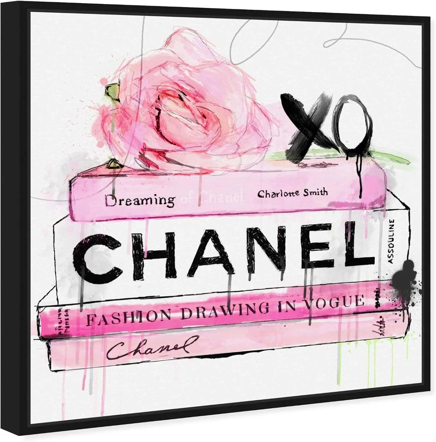 The Oliver Gal Artist Co. Fashion and Glam Framed Wall 'Shop and Peek Buddy' Fashion, 17722_16x16_Canv_BFL, Pink, White, 16" x 16"