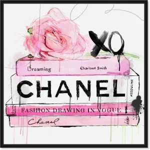 The Oliver Gal Artist Co. Fashion and Glam Framed Wall 'Shop and Peek Buddy' Fashion, 17722_16x16_Canv_BFL, Pink, White, 16" x 16"