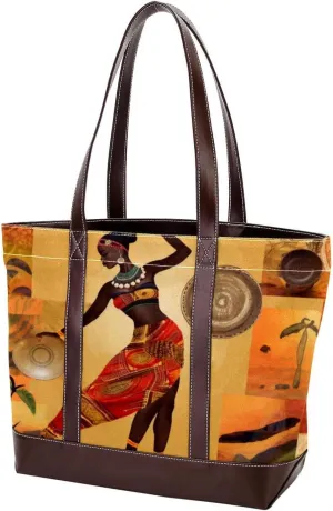 The Tote Bag For Women,Tote Bag With Zipper,Canvas Tote Bag,Autumn Harvest African Girl Handbags