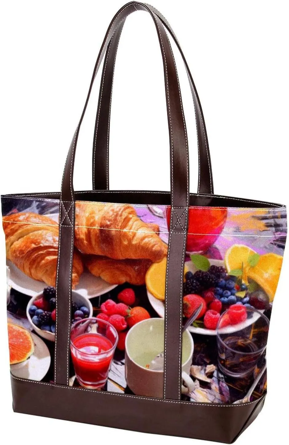 The Tote Bag For Women,Tote Bag With Zipper,Canvas Tote Bag,Breakfast Food Handbags