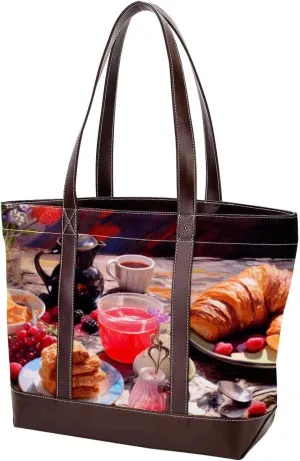 The Tote Bag For Women,Tote Bag With Zipper,Canvas Tote Bag,Breakfast Food Handbags