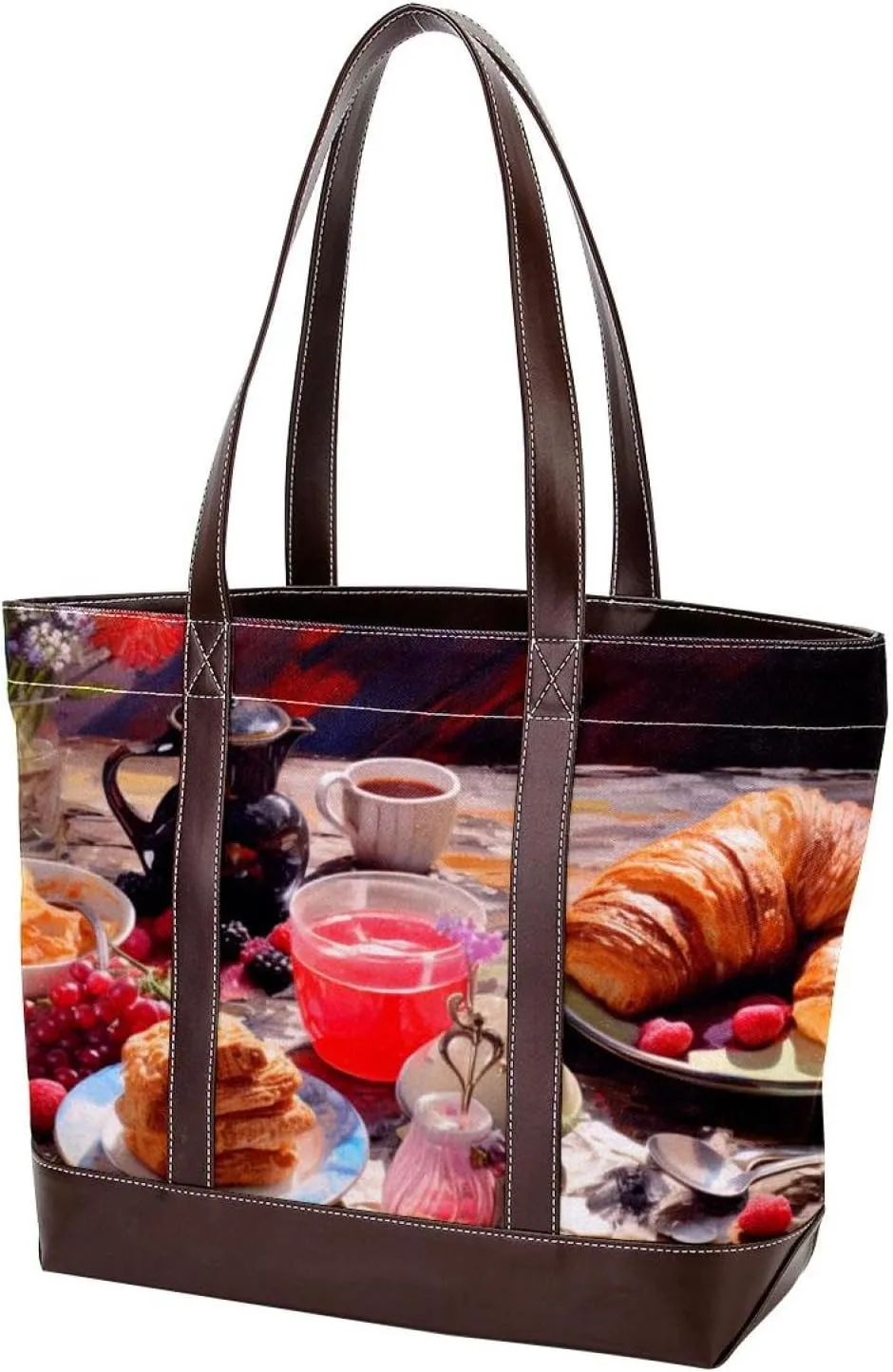 The Tote Bag For Women,Tote Bag With Zipper,Canvas Tote Bag,Breakfast Food Handbags
