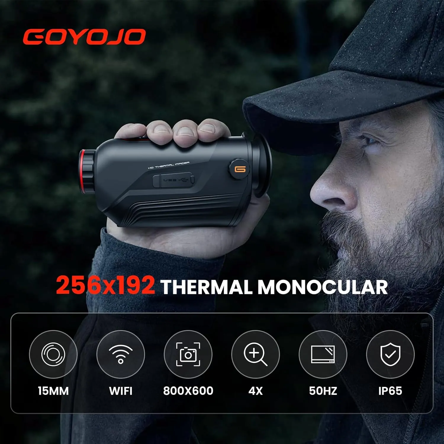 Thermal Imaging Monocular for Hunting, 15mm Focal Lens 256x192 Infrared Night Vision Telescope with Long Battery Life, Thermal Scopes for Outdoor Night Vision Camera Telescope (15mm)
