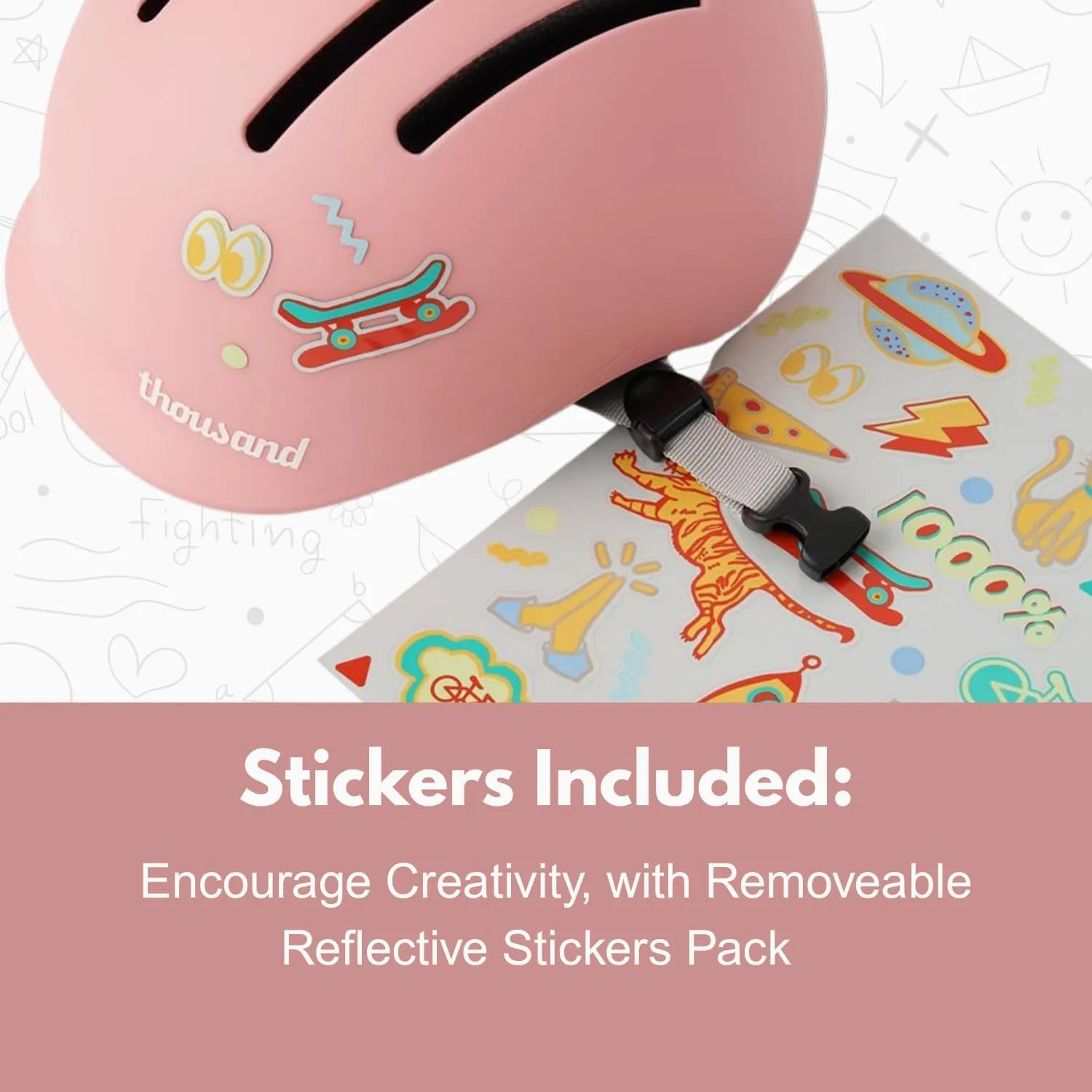 Thousand Jr. Toddler Helmet - Free Reflective Sticker Pack to Customize, No Pinch Magnetic Buckle, Adjustable Fit, Multi Sport CPSC CE ASTM Certified