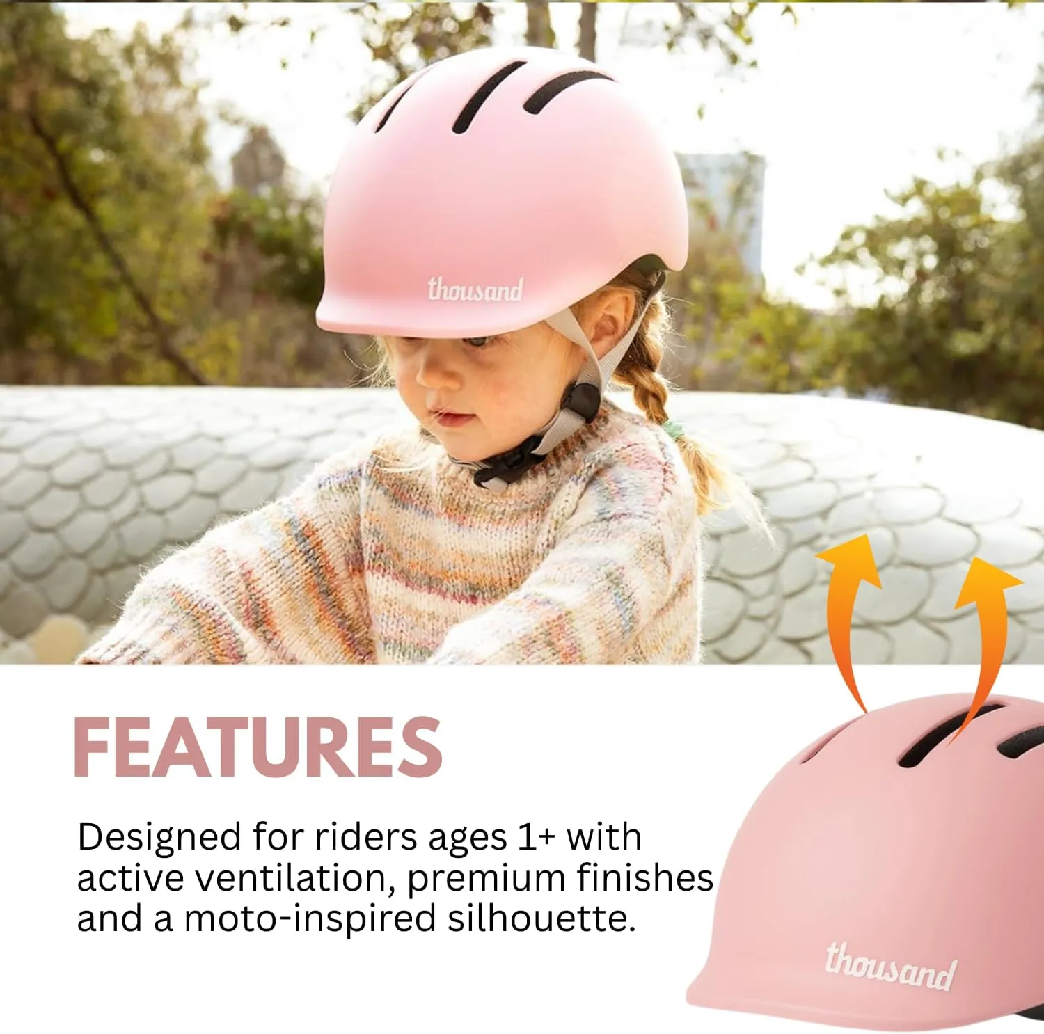 Thousand Jr. Toddler Helmet - Free Reflective Sticker Pack to Customize, No Pinch Magnetic Buckle, Adjustable Fit, Multi Sport CPSC CE ASTM Certified