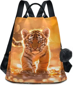 Tiger Strolling Through Jungle Backpack for Women Anti Theft Large Fashion Travel Shoulder Bag Purse Rucksack Lightweight