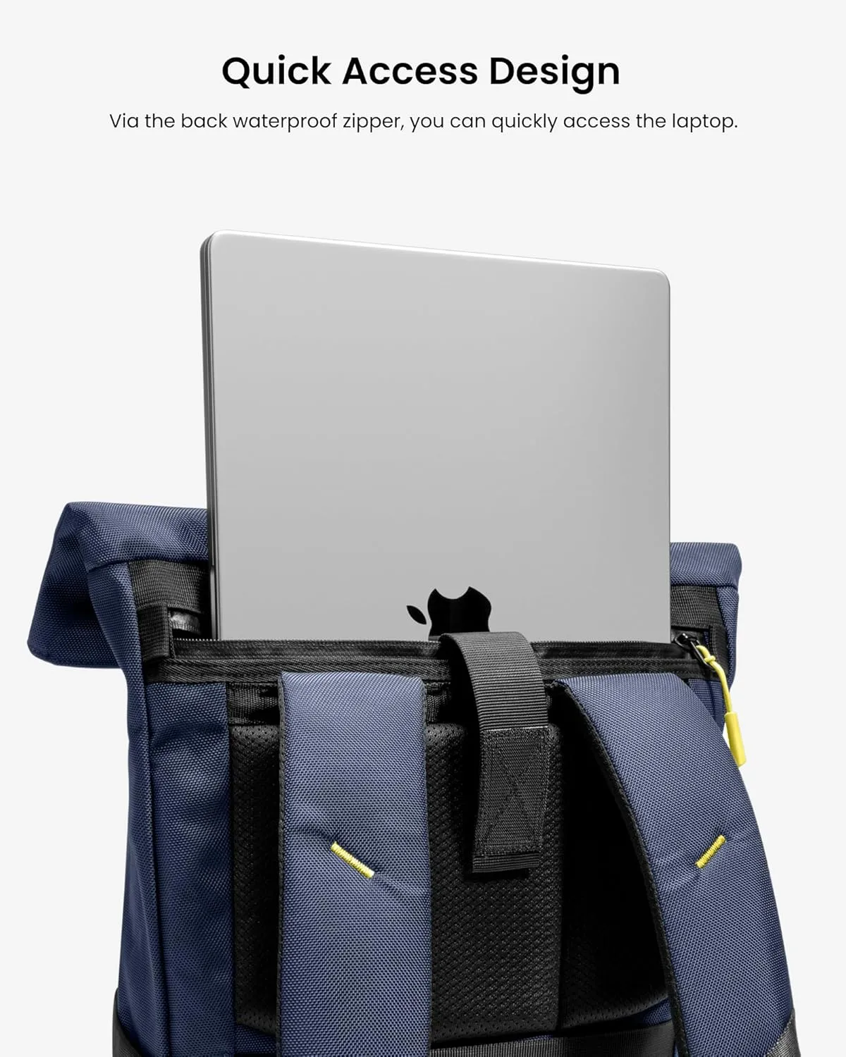 tomtoc Roll Top Laptop Backpack, Lightweight, Water-Resistant Commute Expandable Casual Daypack for 13-15.6 inch Laptop, Rucksack for Work College Trip, Capacity Adjustable 17-20L, Dark Blue