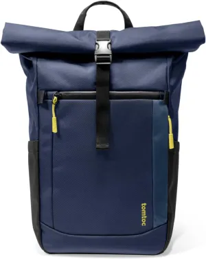 tomtoc Roll Top Laptop Backpack, Lightweight, Water-Resistant Commute Expandable Casual Daypack for 13-15.6 inch Laptop, Rucksack for Work College Trip, Capacity Adjustable 17-20L, Dark Blue