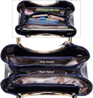 Top Handle Handbag for Women Glossy Patent Leather Shoulder Bag Evening Party Crossbody Bag Wedding Satchel Purse