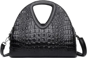 Top-handle Purse for Women Crocodile Print PU Leather Shoulder Handbag Waterproof Crossbody Bag with Adjustable Strap