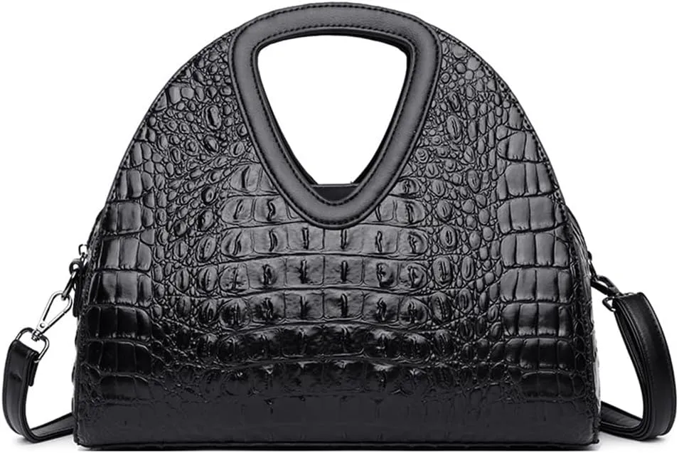 Top-handle Purse for Women Crocodile Print PU Leather Shoulder Handbag Waterproof Crossbody Bag with Adjustable Strap