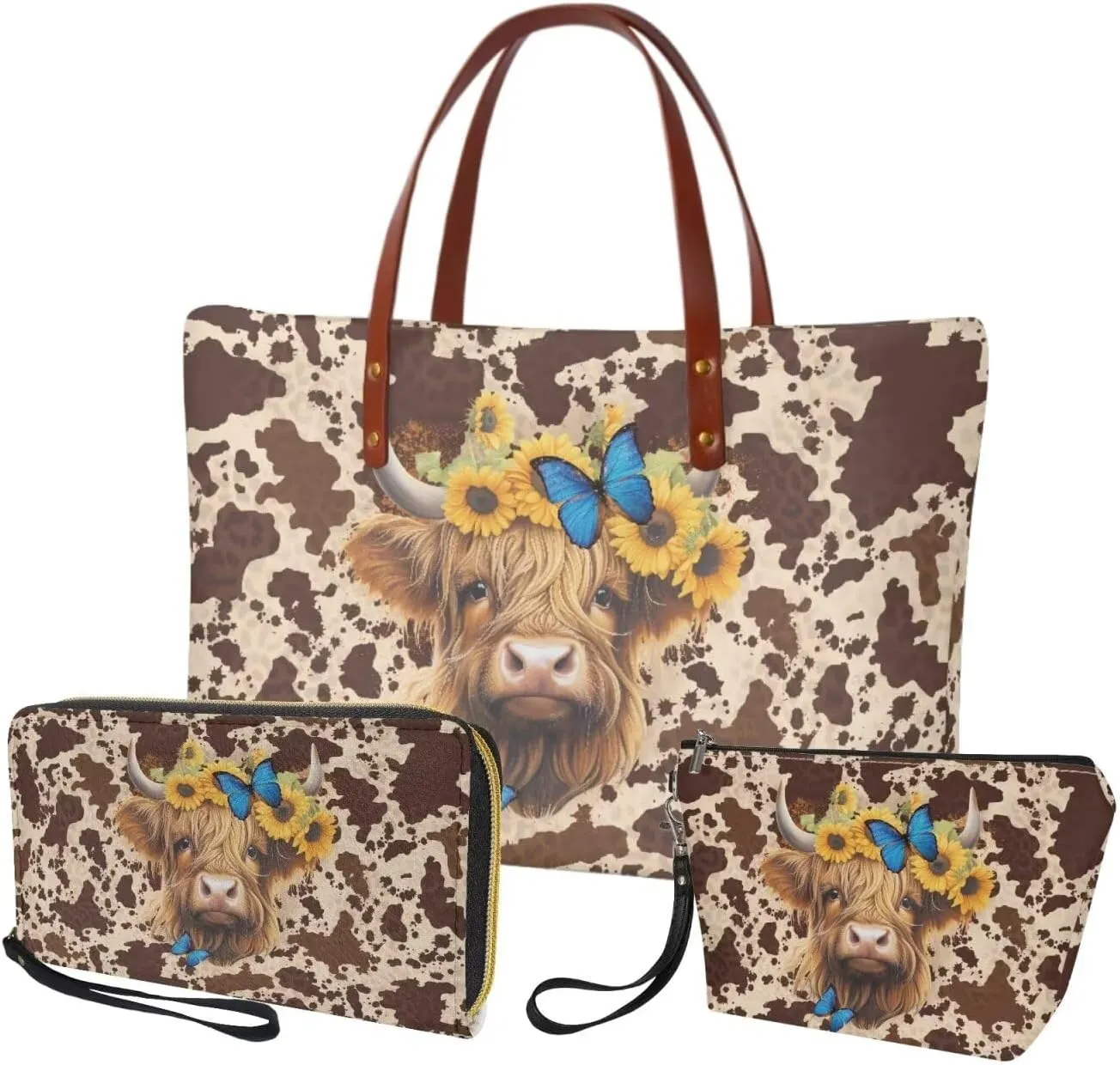 Top Handle Purse for Women, Large Tote Handbag With PU Wallet Set, Gift for Mom