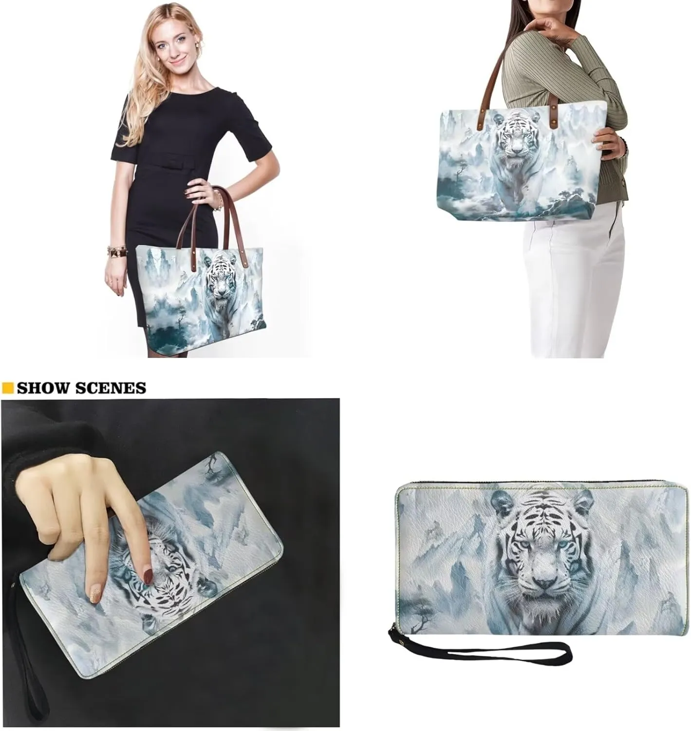 Top Handle Purse for Women, Large Tote Handbag With PU Wallet Set