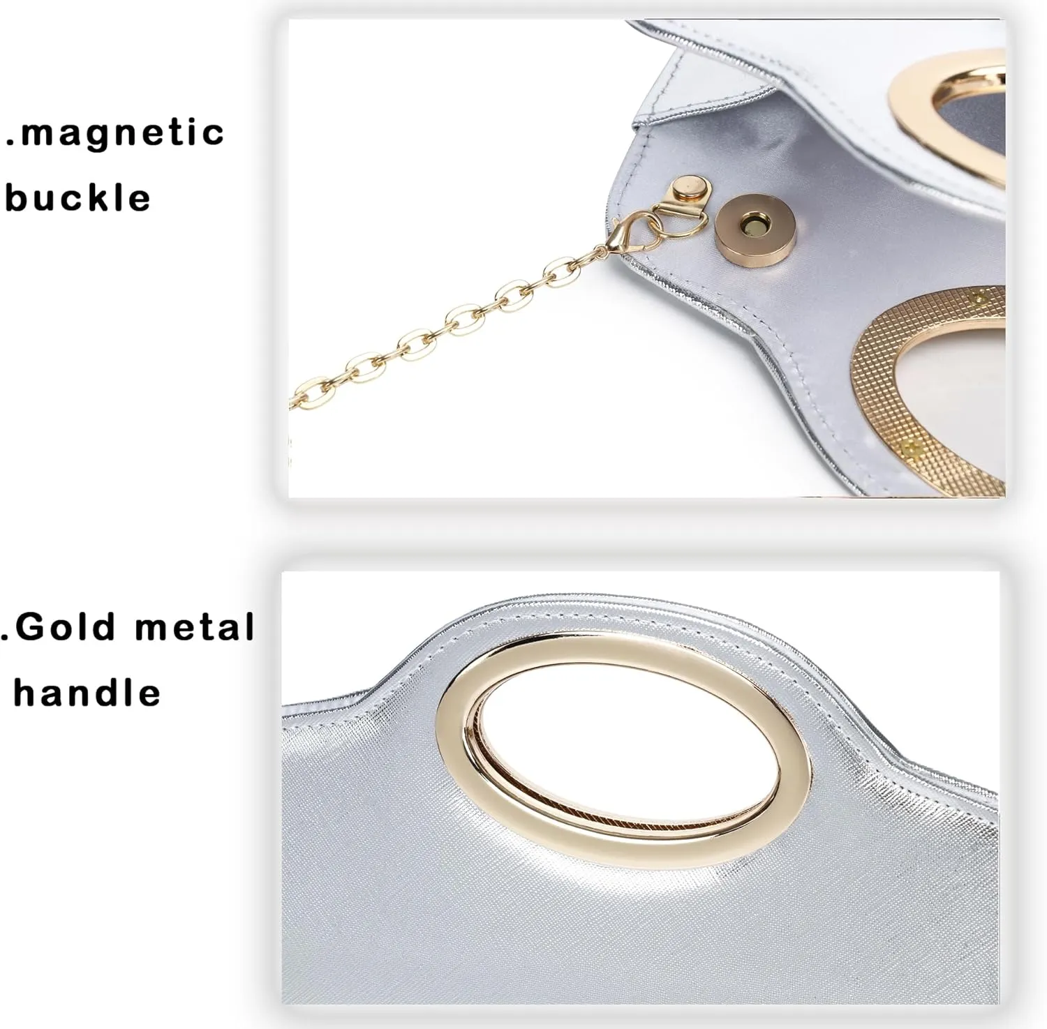 Top Metal Handle Clutch Bags for Women, Evening Handbag Shoulder Crossbody Purse with Chain
