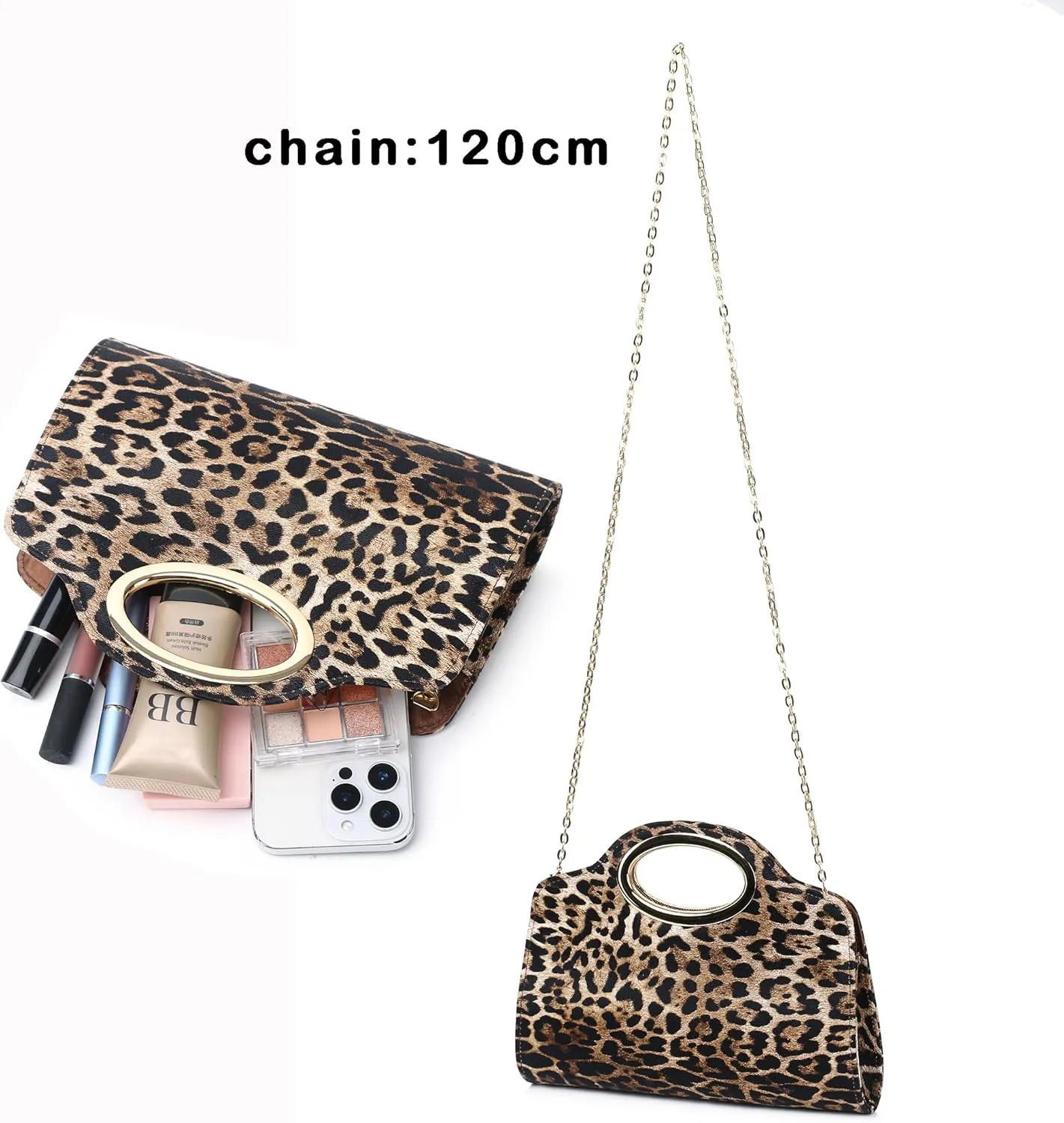 Top Metal Handle Clutch Bags for Women, Evening Handbag Shoulder Crossbody Purse with Chain