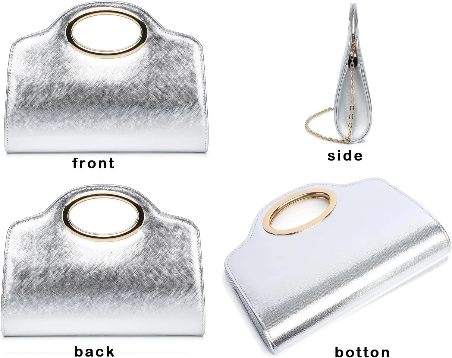 Top Metal Handle Clutch Bags for Women, Evening Handbag Shoulder Crossbody Purse with Chain